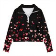 thumbnail image 4 of Avrntaa Girls Valentine Sweatshirt - Cute Heart Print Half Zip Pullover, Spring Long Sleeve Top, Loose Tee with Thumbhole, 4 of 5