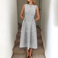 thumbnail image 6 of Puliio Women's Casual Dress Fashion Slim Fit Striped Sleeveless Elegant Summer Dress Fresh Elegant Temperament Daily Wear Beach Dresses For Womens, 6 of 9
