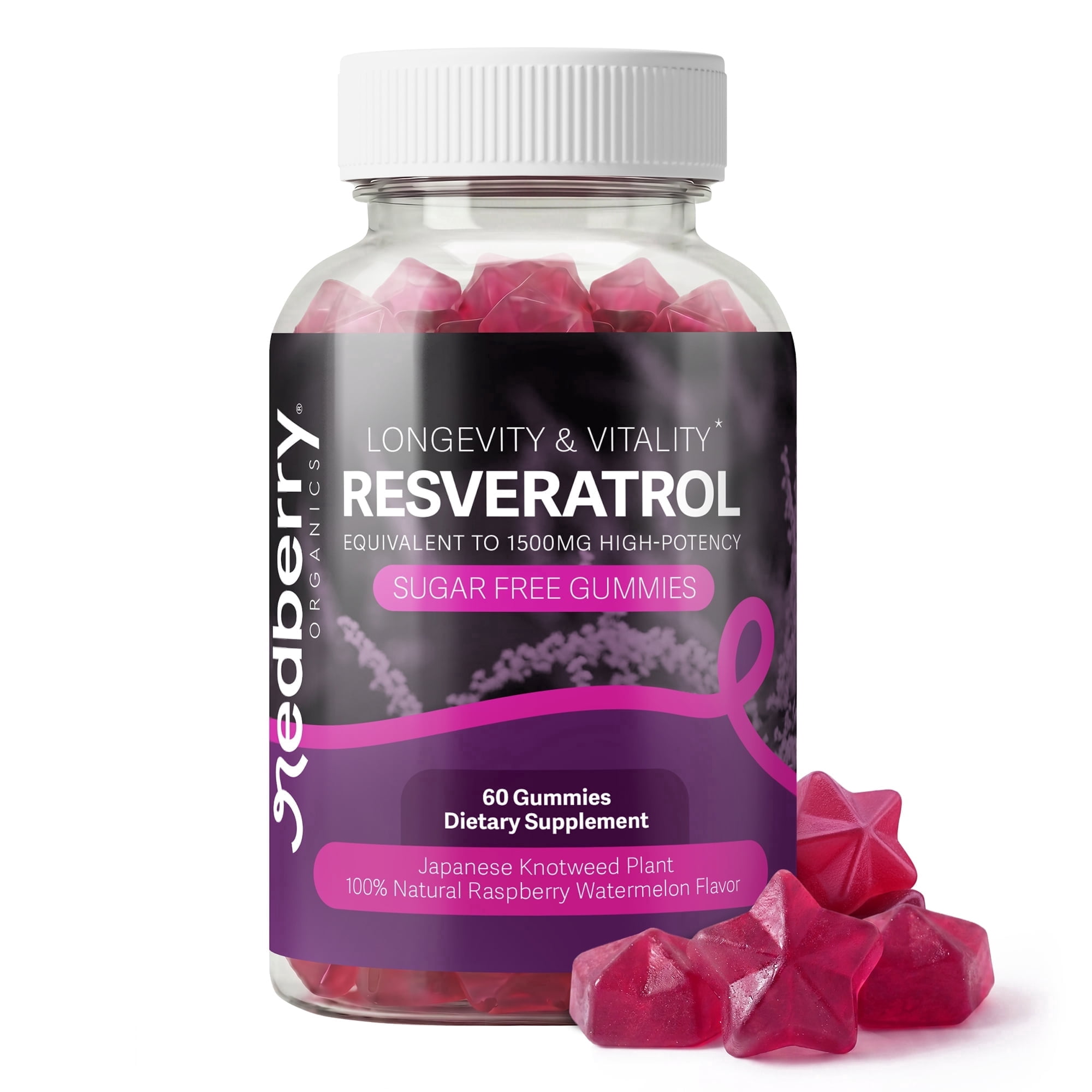 Resveratrol Supplement 1500mg Gummies | 98% Pure Japanese Knotweed | Resveratrol Organic, Sugar Free, Gluten Free | Daily Longevity & Healthy Aging Supplement