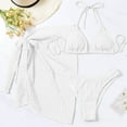 thumbnail image 5 of JIANJIA Swim Suits for Women Summer Solid Color Sexy Lace Up Halter Hollow Brassiere With Thongs Mesh Cover Up Swimming Skirt Three Piece Bikinis Swimwears Beachwear,White,L, 5 of 5
