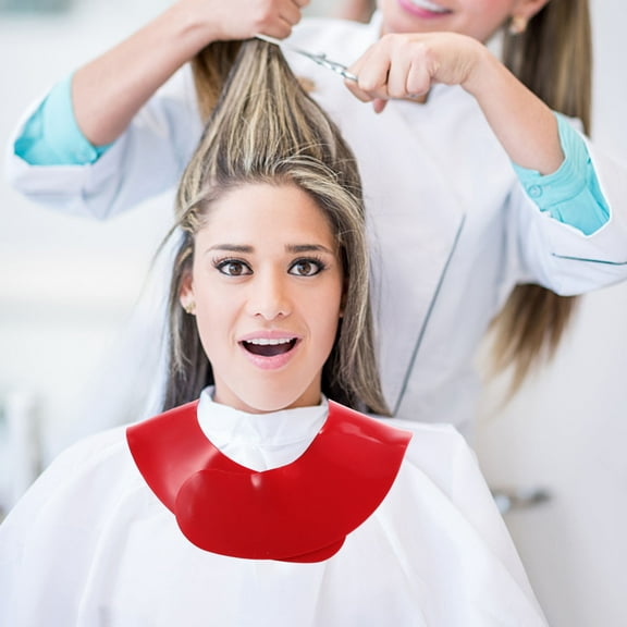 LEORX Silicone Hair Dye Collar in Red for Hairdressing Protects Neck and Clothes