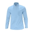thumbnail image 4 of XUANTAOO Work Polo Shirts for Men Long Sleeve Corduroy Quarter Zip Tees Shirt Slim Fit Blue Mens Summer Fashion, 4 of 5