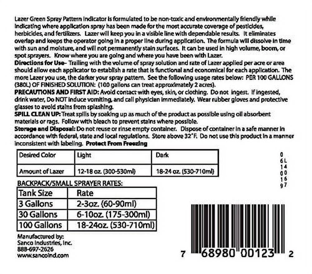 Liquid Harvest Lazer Green Fertilizer Marking Dye Quart Perfect Weed Spray Dye