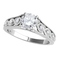Mauli Jewels Engagement Rings for Women 0.50 Carat Halo Diamond Wedding Engagement Ring Crafted 4 prong 14k Solid White Gold