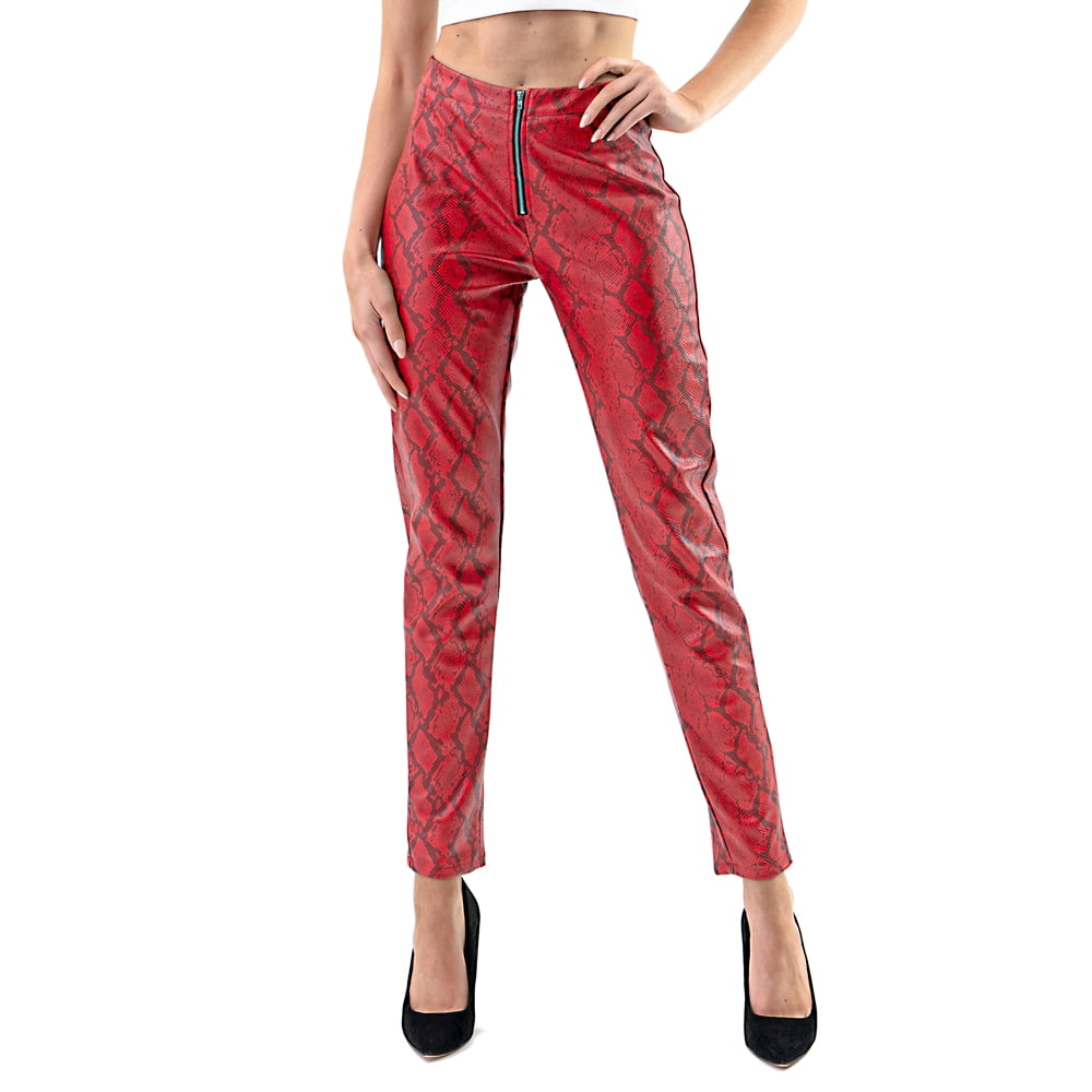 LHP214 Girl's and Women's Skinny Snakeskin Faux Leather Long Pants 