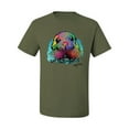 thumbnail image 3 of Wild Bobby, Colorful Neon Seal Animal Lover Men's Graphic T-Shirt, Military Green, X-Large, 3 of 3