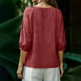 thumbnail image 7 of Besolor Womens Button down Shirts Summer Crew Neck 3/4 Sleeve Tops Cotton Linen Casual Loose Breathable Shirt Top, 7 of 7