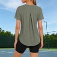 thumbnail image 6 of Vmvidoty Seamless Workout Tops for Women Hip Length - Athletic Running Gym Yoga Short Sleeve Shirts Breathable Crewneck Tees Light Green S, 6 of 10