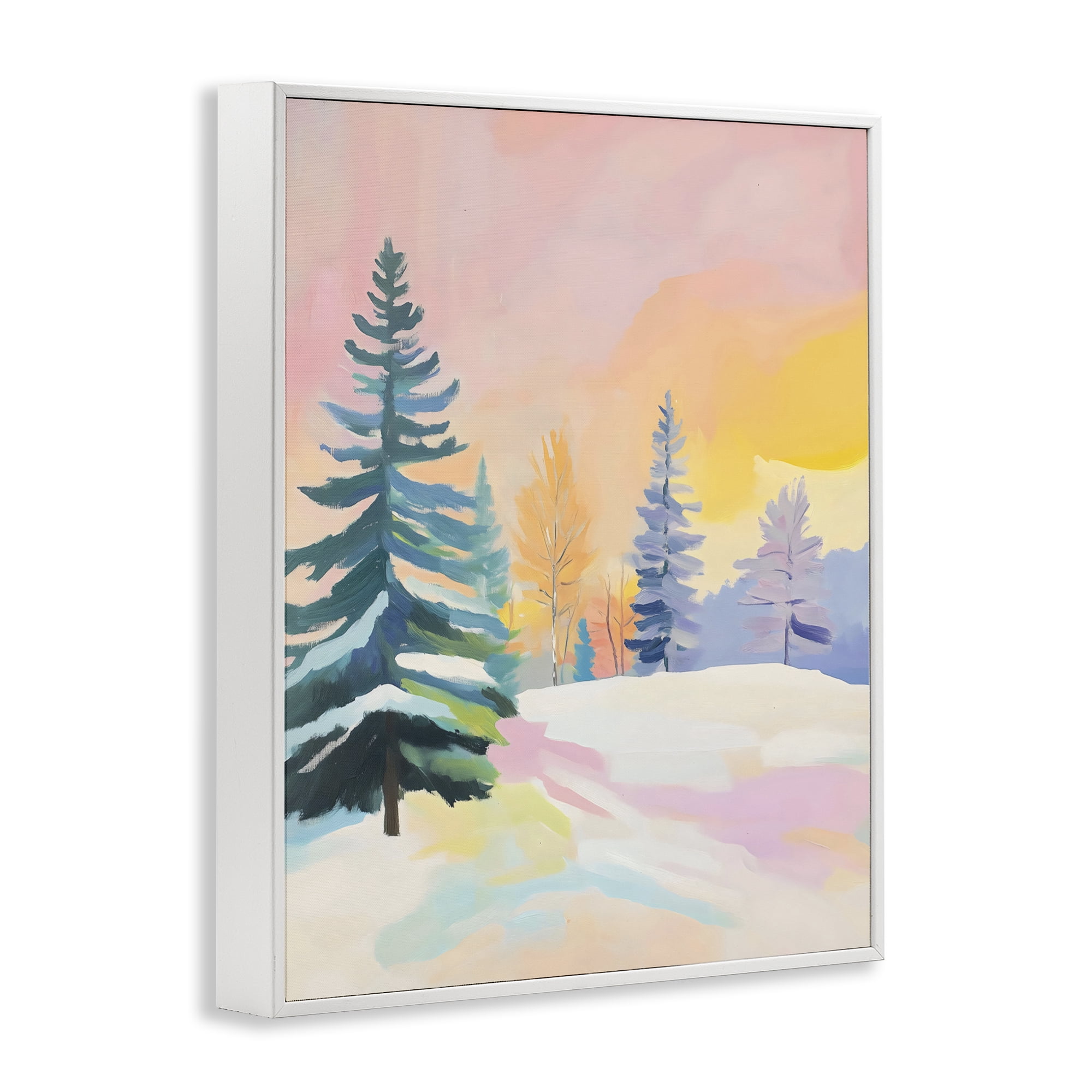 Stupell Industries Winter Forest Snowscape in Pastels White Framed Giclee Art, design by The Prints Vibe