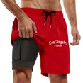 thumbnail image 1 of Mens Workout Shorts Swim Trunks Compresssion Liner Inseam Board Shorts Bathing Suit With Pockets Sweat Shorts Men Red S, 1 of 4