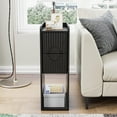 thumbnail image 3 of Black Fluted Nightstand Set of 2, Narrow Bedside Tables with Drawers, Modern Wood End Tables for Bedroom, 3 of 8