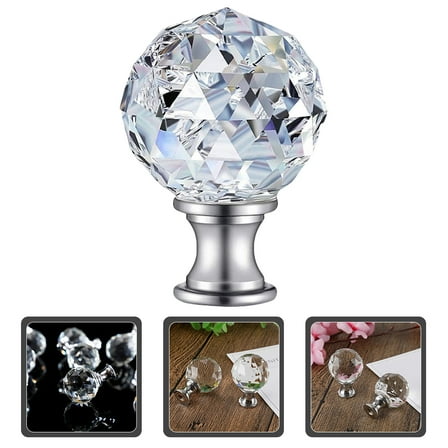 IBASETOY Glass Lamp Finial Crystal Round Decoration For Lamp Fixture 1 Set