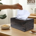 thumbnail image 3 of Luxe Designs | Dark Burnt Wooden Rectangular Tissue Box Cover/Tissue Dispenser/Napkin Holder - Slide-Out Bottom - Farmhouse Décor, 3 of 7