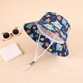 thumbnail image 4 of IVEYRTF Baby Bucket Hat Cute Whale & Starfish Print Wide Brim Adjustable Chin Strap UV Protection Breathable Mesh for Infants 1-4 Years Sun Hat, 4 of 7