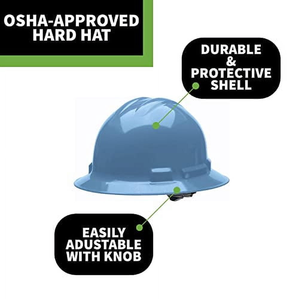 Cordova H34R5 Hard Hat, Full-Brim Style, 4-Point Ratchet Suspension, OSHA Work-Compliant, Protection for Construction, Remodelling, Etc., Blue