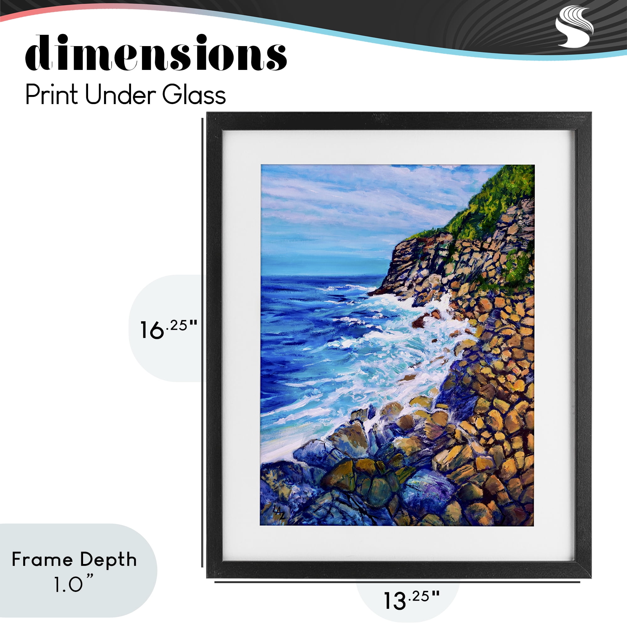 Stupell Industries Cliffside Ocean Spray Black Framed Print Under Glass, design by Lee Ann Zirbes