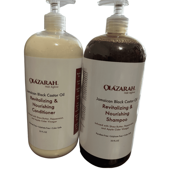 Olazarah Jamaican Black Castor Oil Shampoo and Conditioner Set - Frizz Control, 2 Piece, Jumbo Size