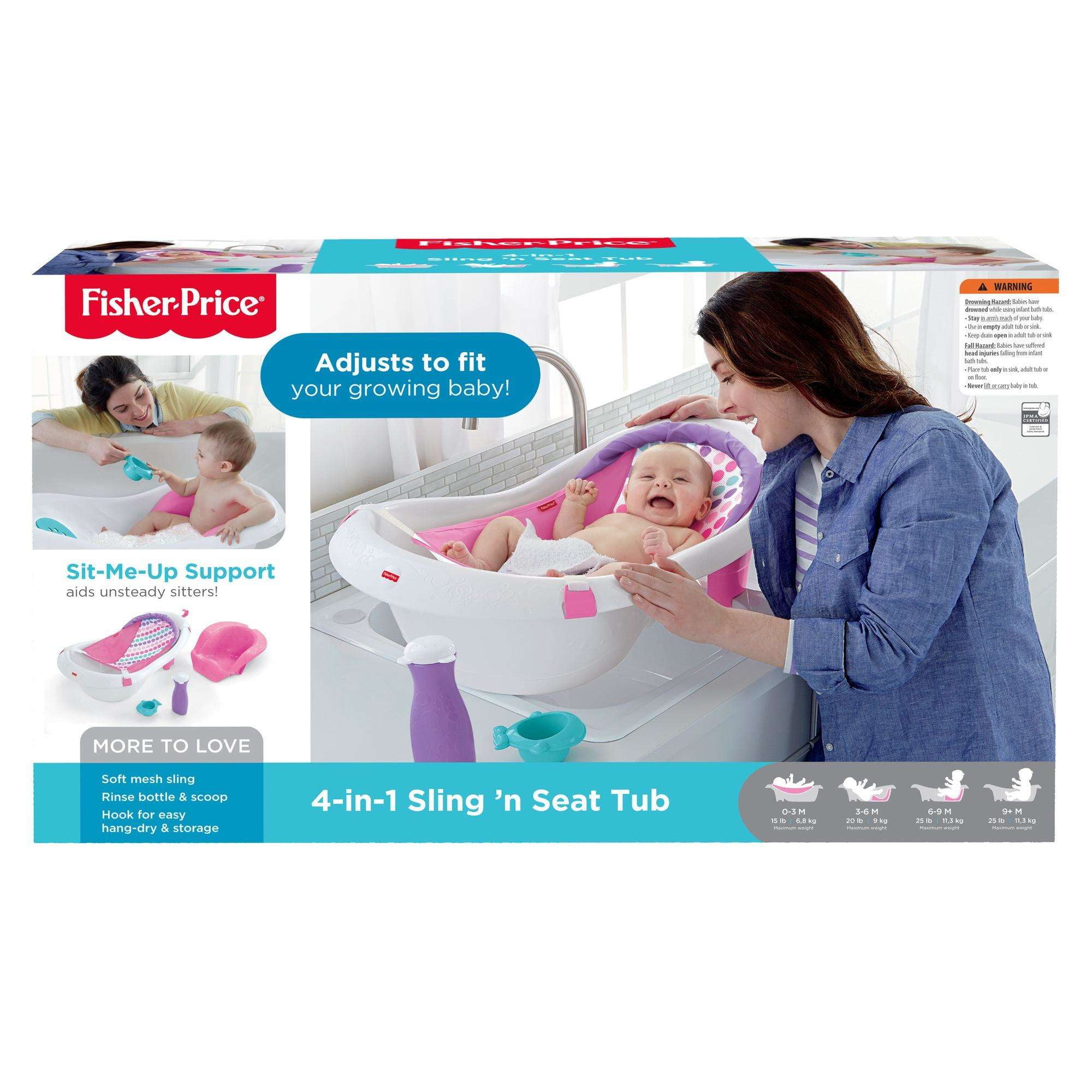 Fisher Price 4 In 1 Sling N Seat Convertible Tub Pink