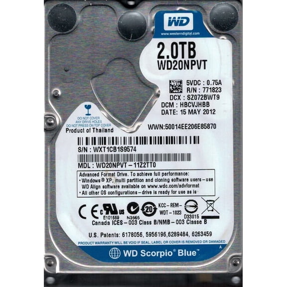 Western Digital WD20NPVT-11Z2TT0 2TB DCM: HBCVJHBB