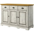 thumbnail image 2 of Weston Home Oak Top Kitchen Cabinet Buffet Sideboard, Antique White, 2 of 2