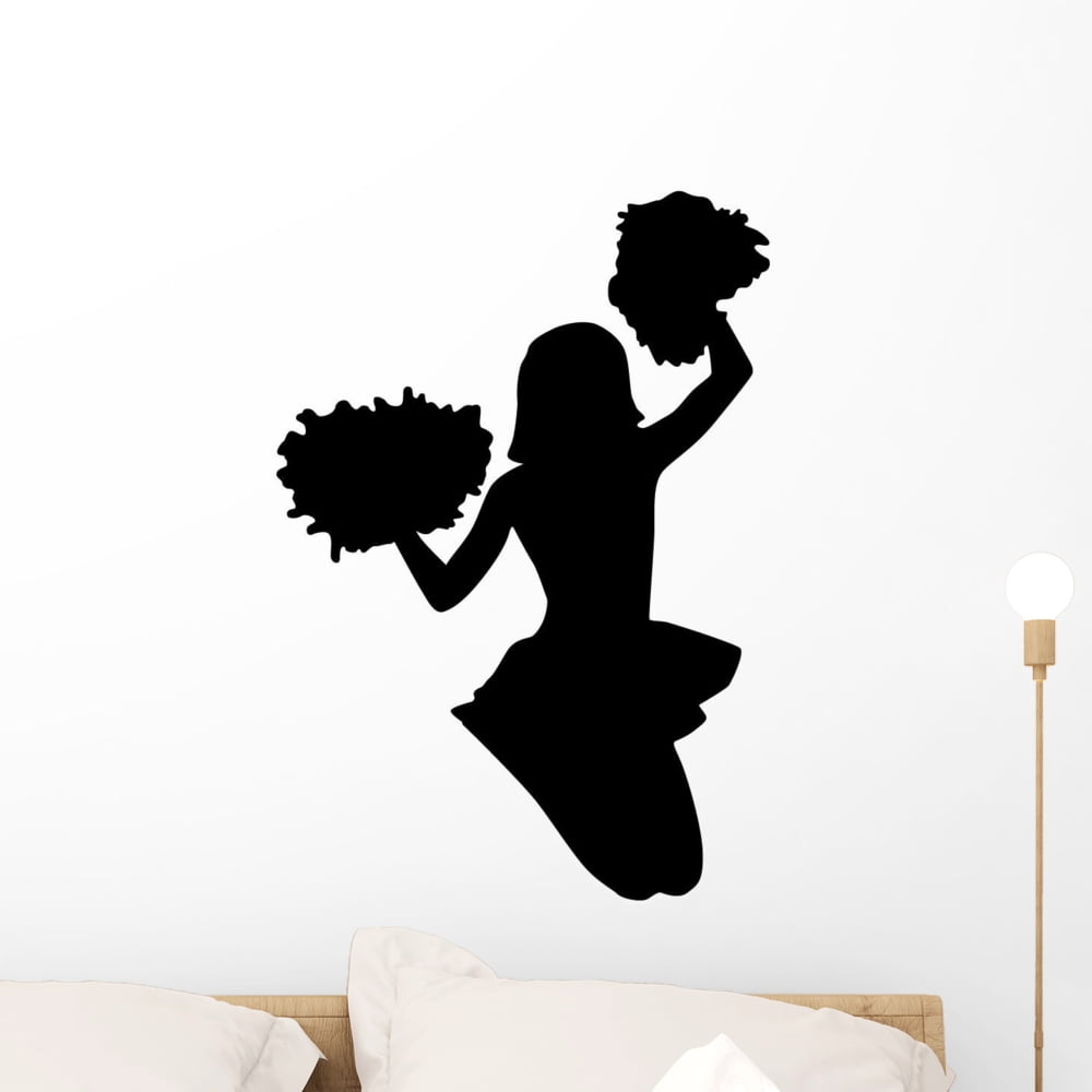 Cheer Silhouette Black Wall Decal by Wallmonkeys Peel and Stick Graphic