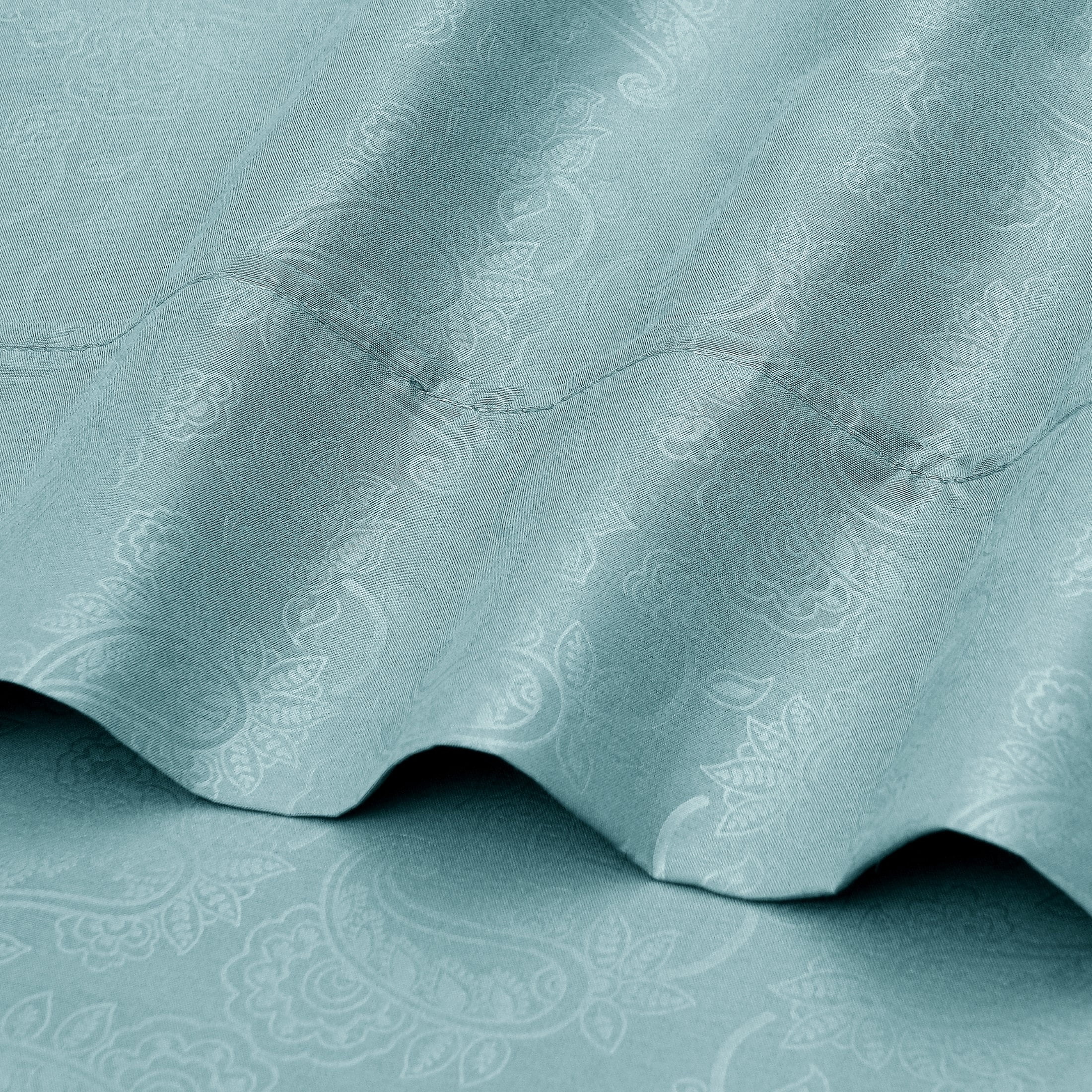 Mainstays Super Soft Brushed Microfiber Bed Sheet Set, Blue Cameo Embossed Hayden Paisley, King, 4 Piece