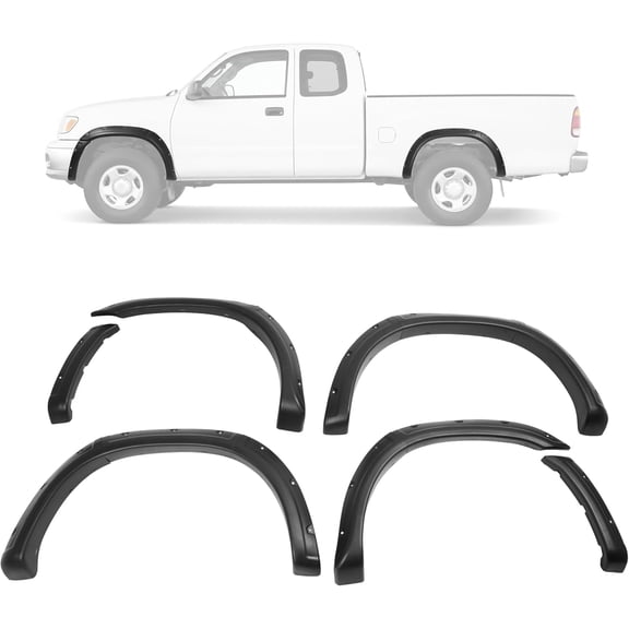 KOJEM Fender Flare Compatible with 2000-2006 Toyota Tundra Black Plastic PP