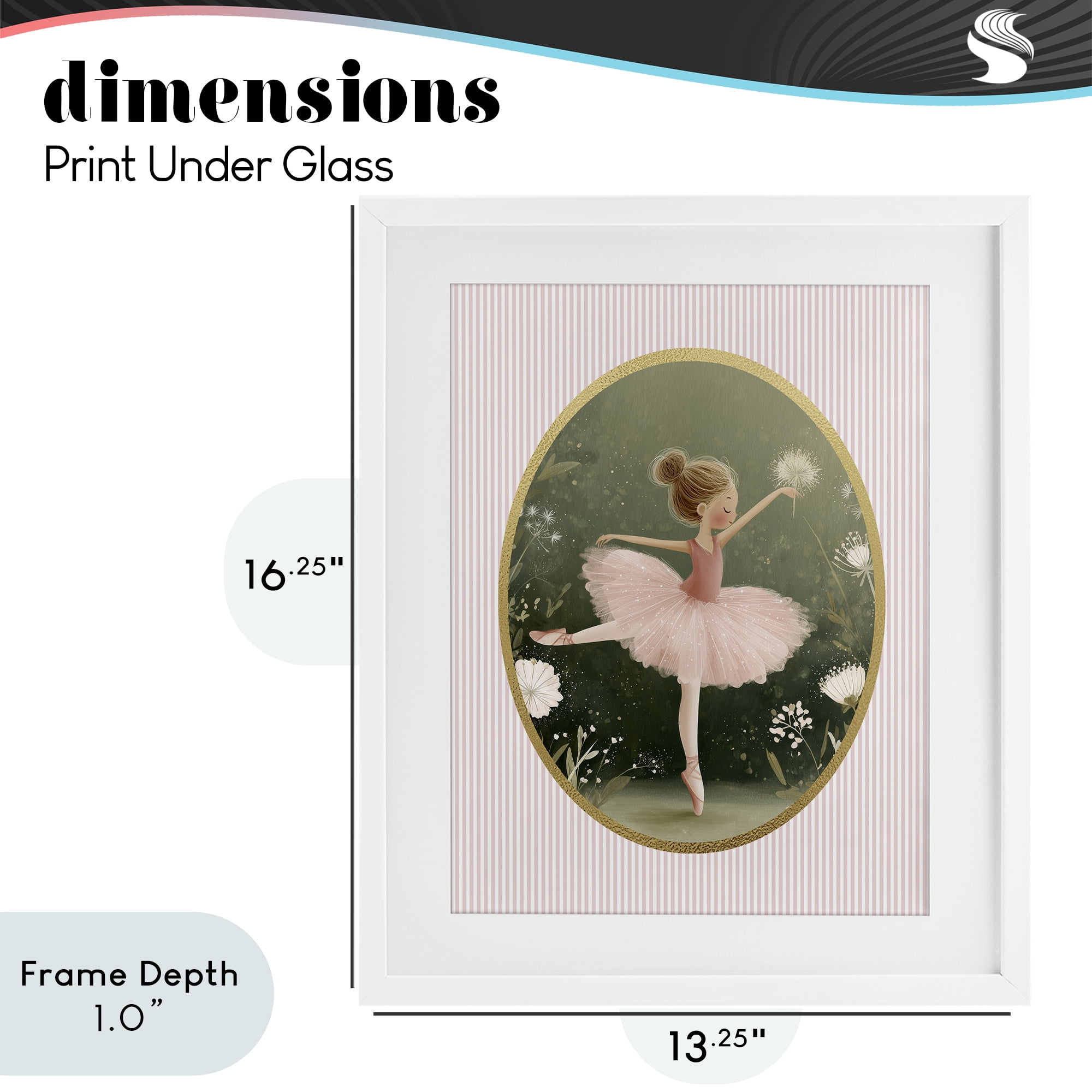 Stupell Industries Green & Pink Ballerina White Framed Print Under Glass, design by Christine Simpson Art