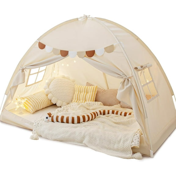 Sherilyn Twin Bed Toddler Canopy Bed Kids Tents Indoor Dream Playhouse Tent on Bed Bunk Privacy Space Blackout Sleeping Tents Portable Drafty Room Floor Bed Tents for Boys Girl Birthday, House Gift