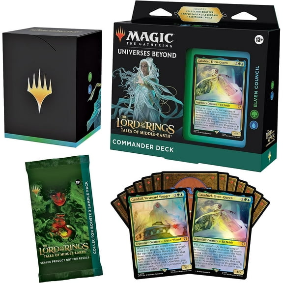 Magic The Gathering The Lord of The Rings: Tales of Middle-Earth Commander Deck Elven Council Collector Booster Sample Pack