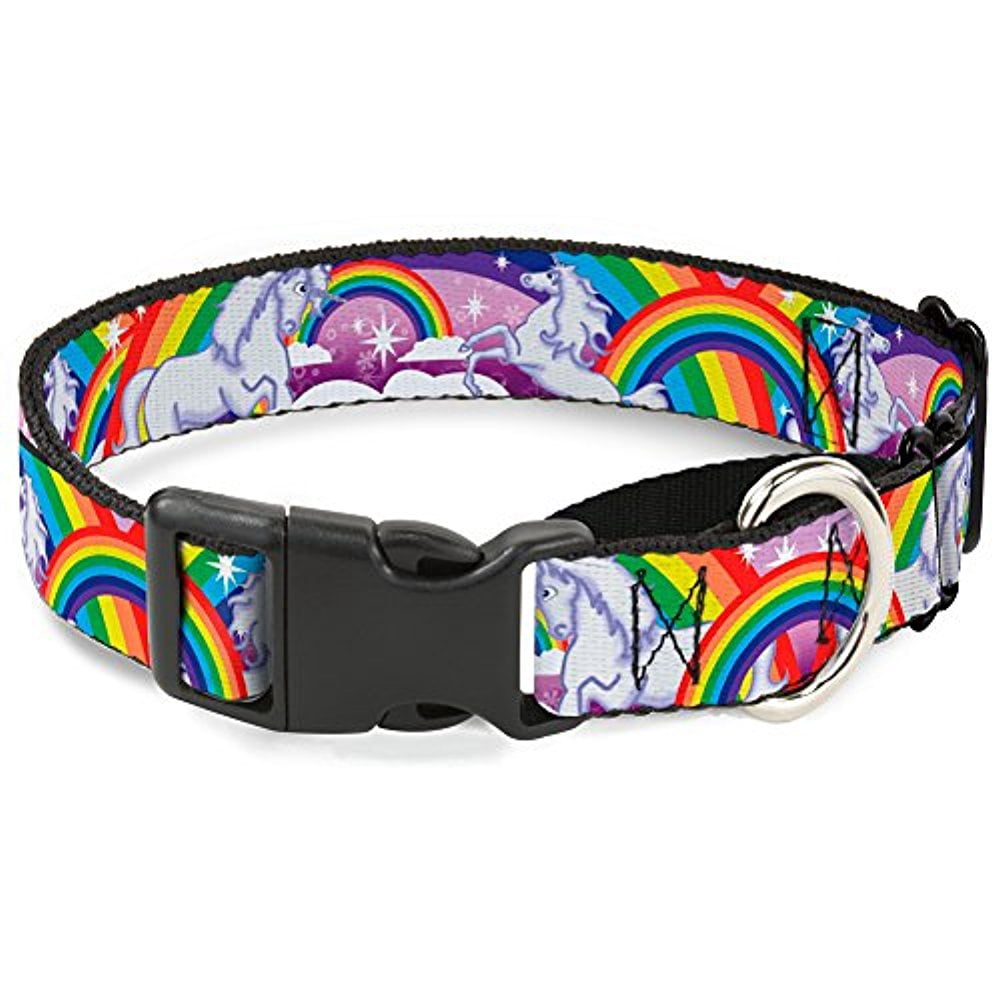 Buckle-Down Unicorns in Rainbows with Sparkles Purple Martingale Dog Collar