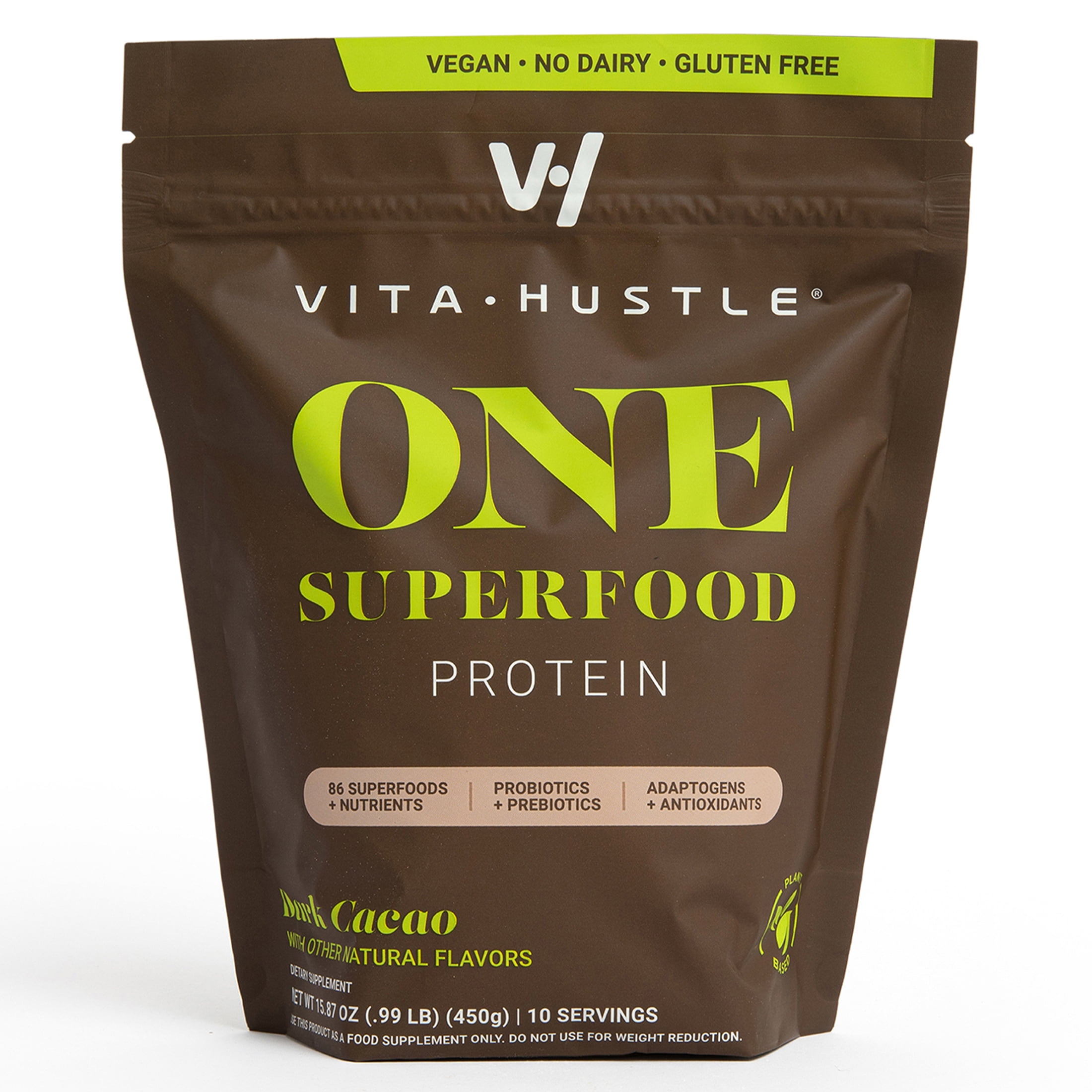 VitaHustle One Superfood PlantBased Protein Powder, Chocolate Cacao