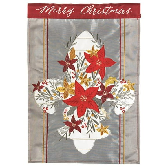Magnolia Gardens M011475 Fleur De Lis Merry Christmas Double Applique Garden Flag