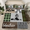 thumbnail image 2 of Manfei Jungle Animal Bear Queen Sheet Sets,Adventure Camping Flat Sheet,Retro Patchwork Grid Queen Fitted Sheet For Boys,Luxury Bedroom Decor,4-Piece, 2 of 7