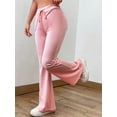 thumbnail image 5 of FEORJGP Women Flared Yoga Pants Ladies Casual Solid Color Sweatpants Drawstring High Waisted Bell Bottoms Bootcut Trousers Loose Daily Clothes for Streetwear, 5 of 9