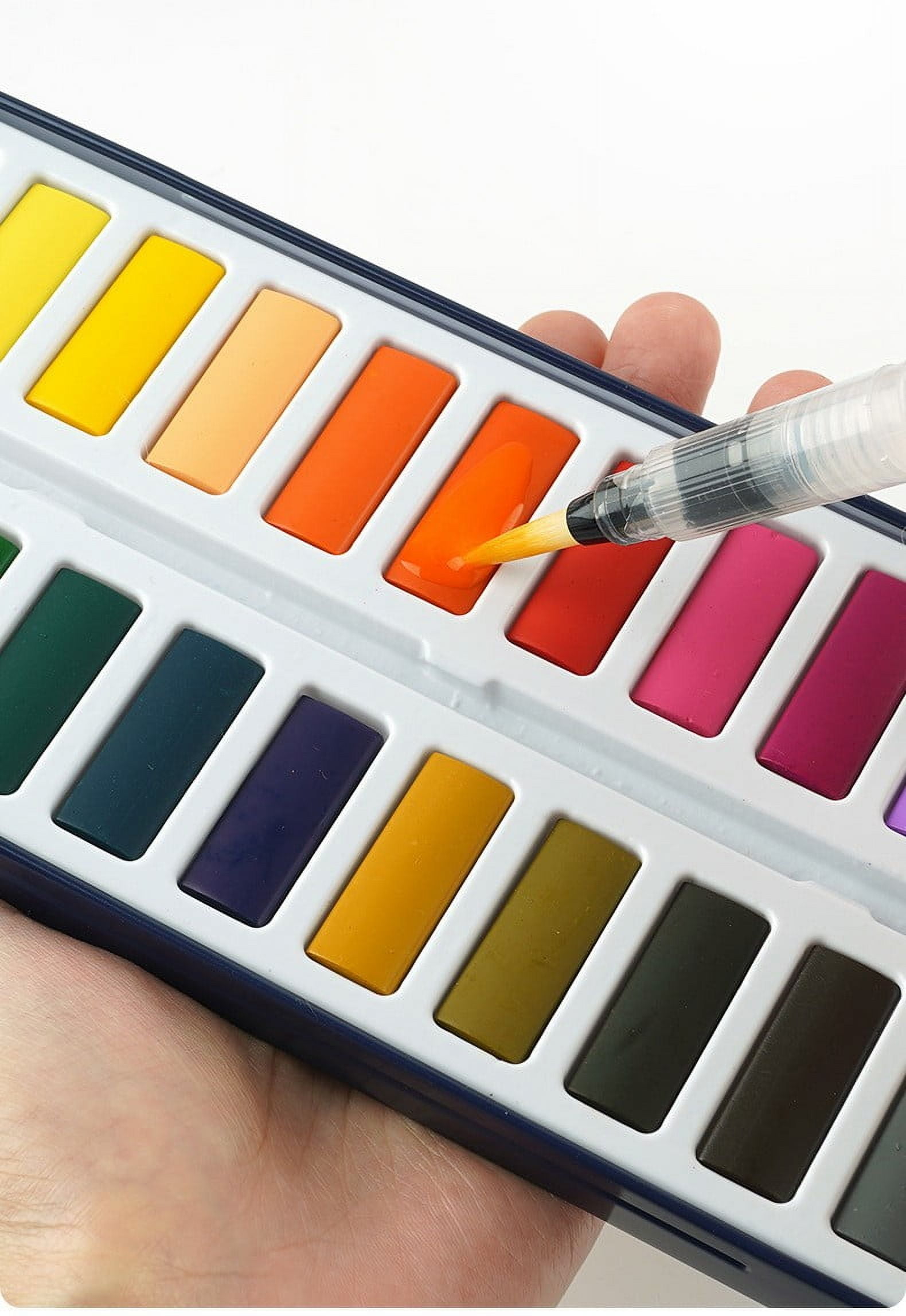 AUHomi Watercolor Paint Set with Brush, 12 Vibrant Colors, Highly Pigmented, For Beginners and Professionals, Portable Travel Watercolor Set