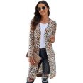 thumbnail image 1 of Cardigan Tricoté Imprimé Léopard Camouflage pour Femmes Long Ouvert devant Décontracté Ample Léger, 1 of 6