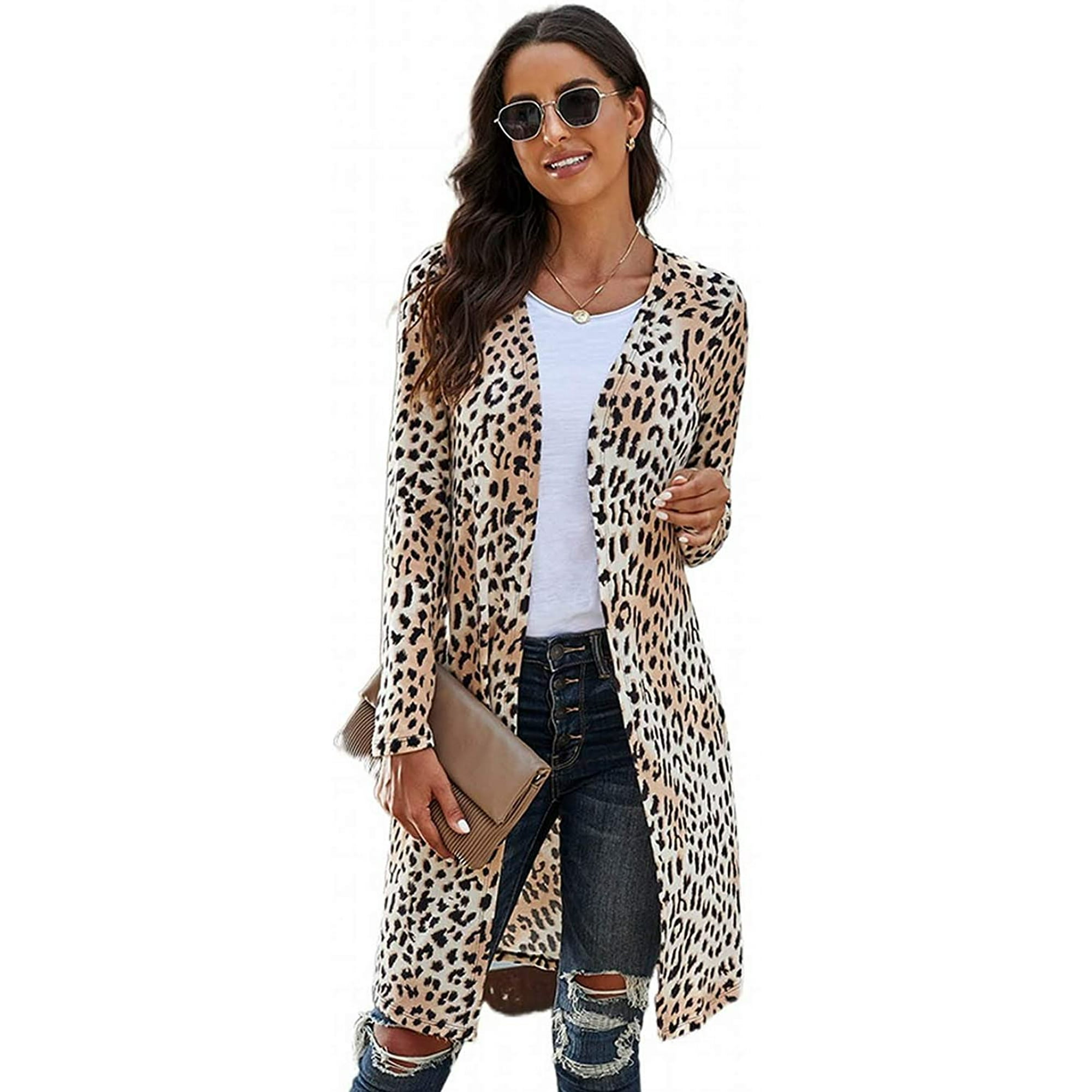 Animal print duster cardigan sales