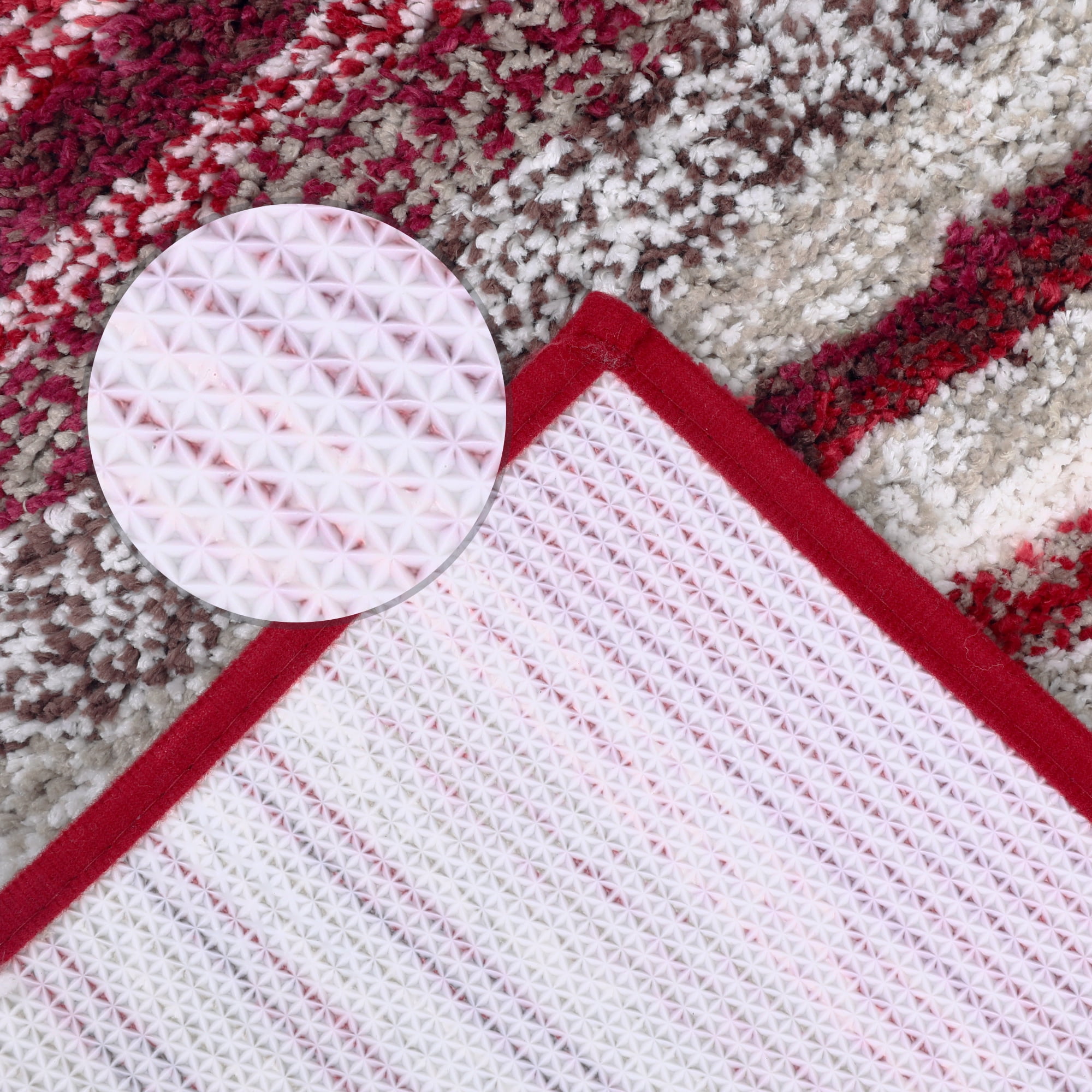 Unique Bargains 2 Pcs Striped Room Mat Quick Dry Rugs Red 20" x 32"