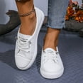 thumbnail image 2 of Womens Low Top Fashion Sneakers White Leather Slip on Casual Flats 2025 Autumn Fall Walking Shoes, 2 of 7
