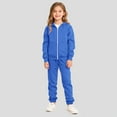 thumbnail image 2 of Toddler Sweatsuit Set for Girls Zipper Blue Sweatsuit Hooded Sweatshirt and Sweatpants Set Cute Clothing for Girls 3-4 Years, 2 of 9