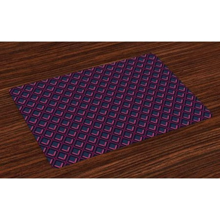 - Geometric Placemats Set of 4 Vibrant Digital Featured Diamond Symmetric Hexagon Contemporary Print, Washable Fabric Place Mats for Dining Room Kitchen Table Decor,Pink Plum Dark Blue, by Ambesonne