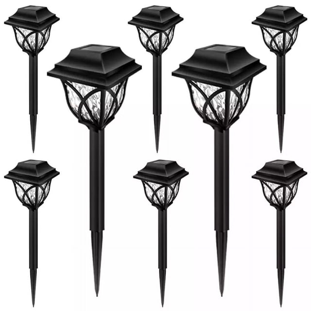 8 paquetes de luces solares para exteriores, luces solares impermeables IP65 para jardín, lámpara solar automática, luces solares blancas cálidas para jardín, camino, patio, pasarela, césped