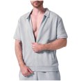 thumbnail image 2 of pstuiky camisetas camisas para hombre, Camisa informal de verano para hombre, de color liso, de manga corta, con solapa y cremallera camisetas de hombre xxl, 2 of 4