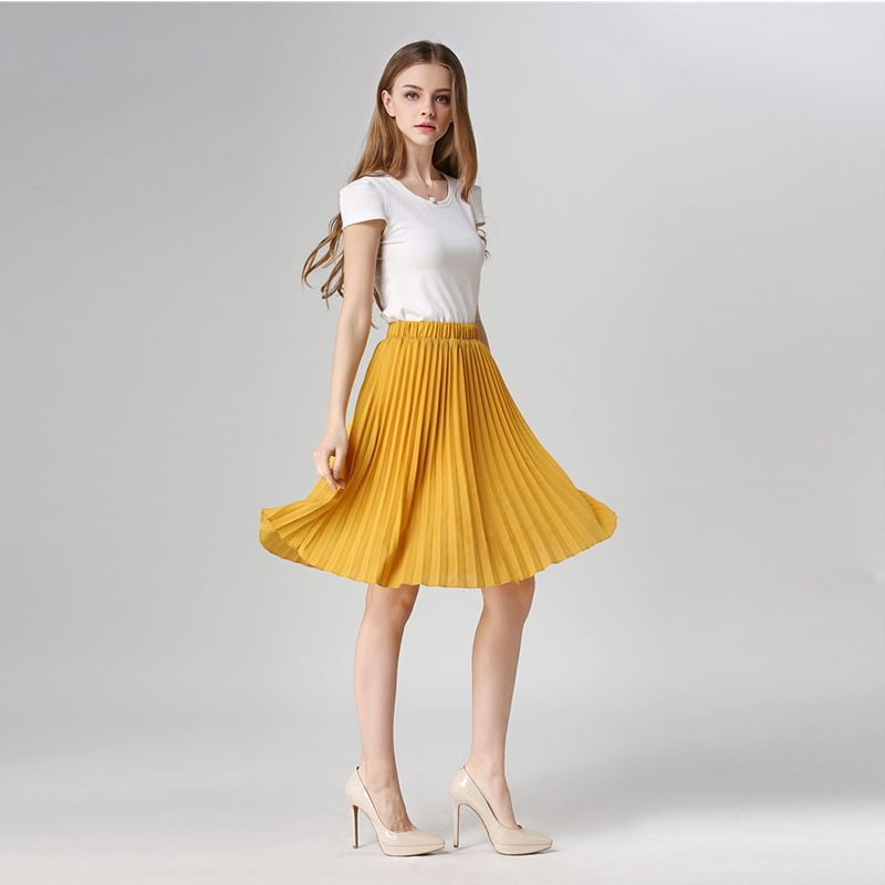 mid length pleated skirts walmart