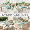 thumbnail image 7 of Bohemian Floral Print Round Tablecloth with Elastic Edge - Vibrant Colorful Table Cover for Kitchen Dining Patio Party - Fits 52 to 56 Inch Round Tables, 7 of 7