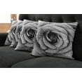 thumbnail image 5 of Ambesonne Flower Throw Pillow Cover 4 Pack, Retro Romance Rose Petal, 20", Black and White, 5 of 5