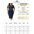 thumbnail image 5 of Agnes Orinda Women's Plus Size Dress Button Crew Neck Slim Office Bodycon Pencil Dress 1X Navy Blue, 5 of 5