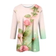 thumbnail image 4 of Hogleaql 3/4 Length Sleeve Womens Tops Valentine Crew Neck T-Shirts Fashion Love Heart Printed Blouse Casual Loose Fit Cozy Tee Tops Light Green 2XL, 4 of 6