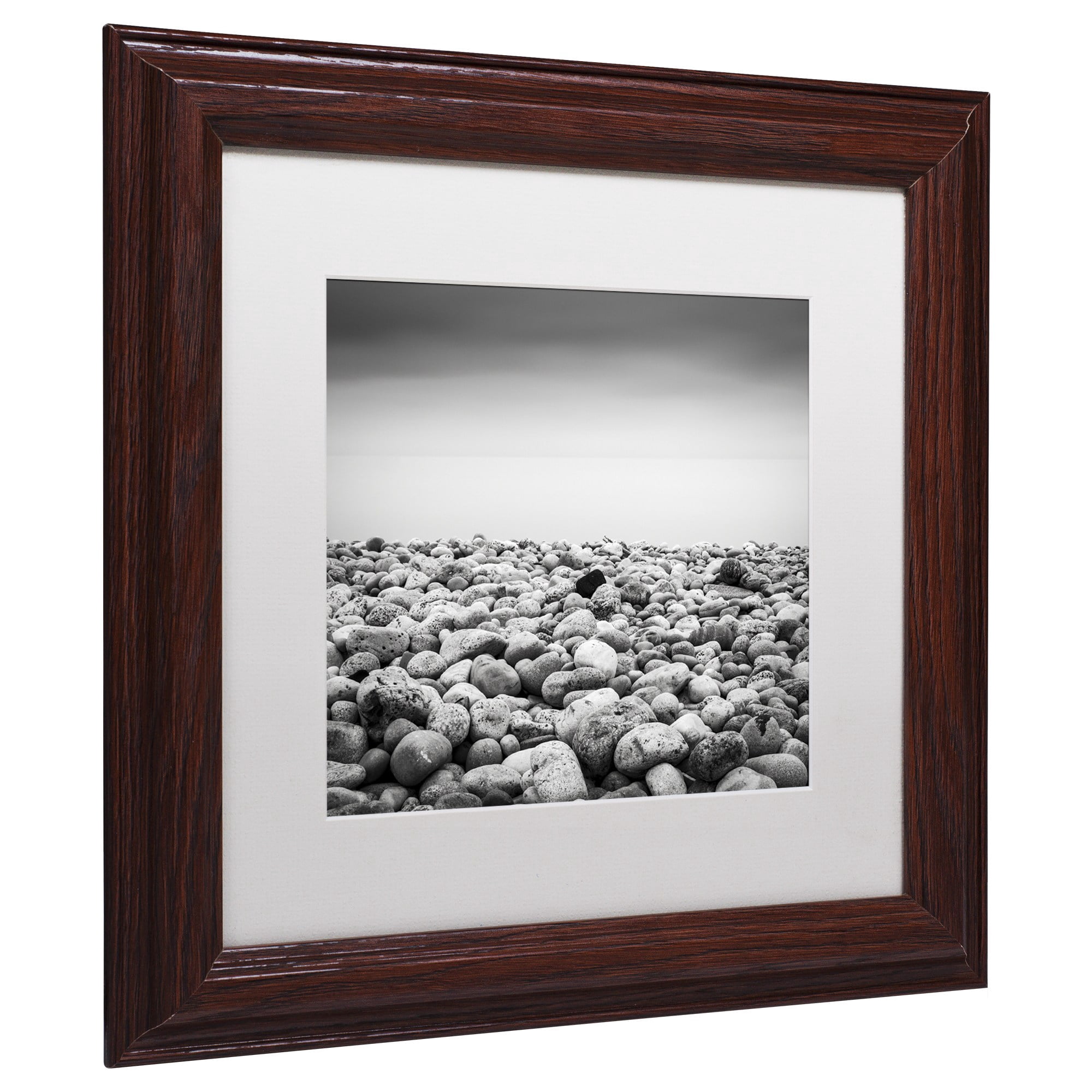 Trademark Fine Art "Pebble Beach" Canvas Art by Dave MacVicar, White Matte, Wood Frame